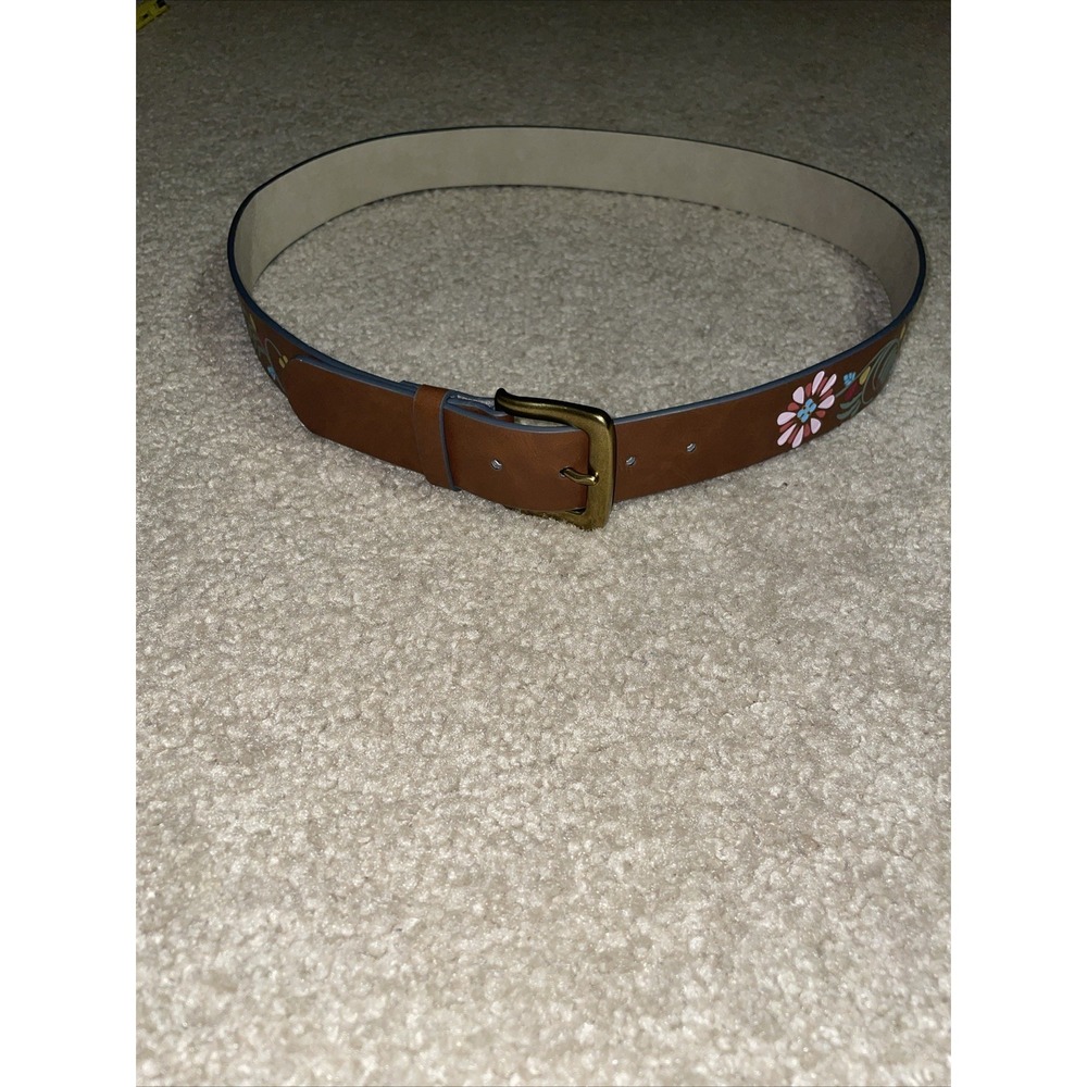 Womens NOBO Floral Brown Belt Size XL Ladies Boho Hippie Brass‎ Buckle